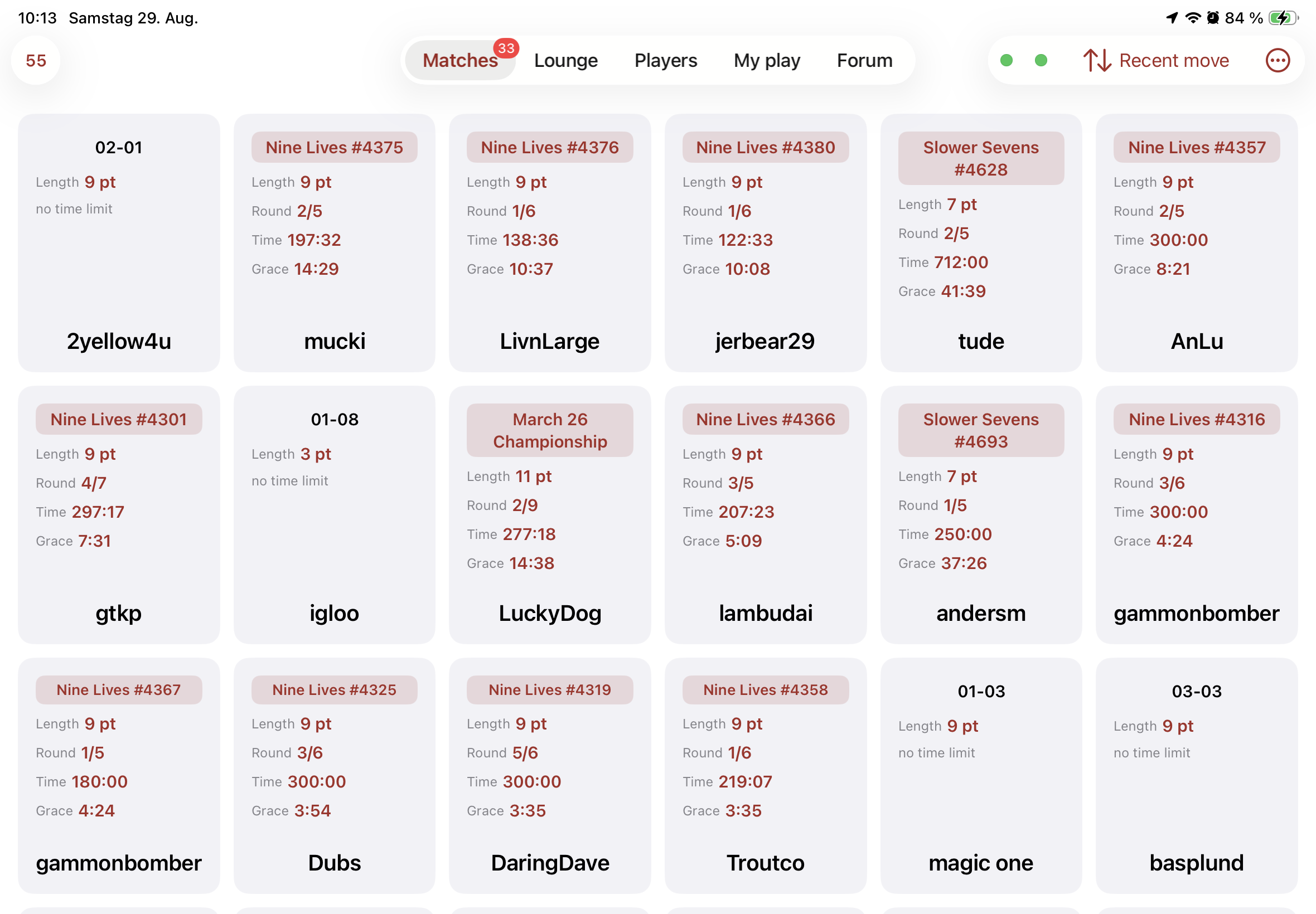 DailyGammon iPad screenshot 1
